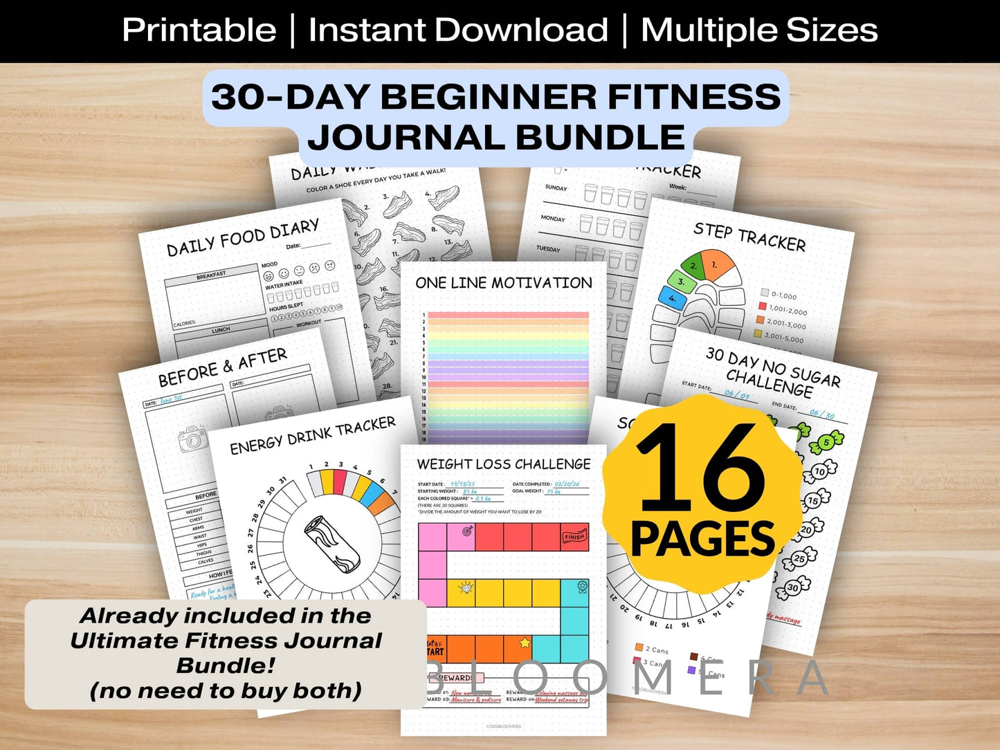 30-Day Beginner Fitness Journal Bundle