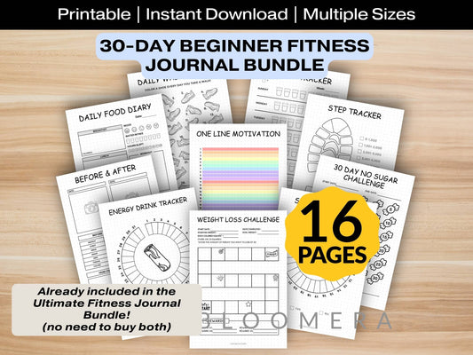 30-Day Beginner Fitness Journal Bundle