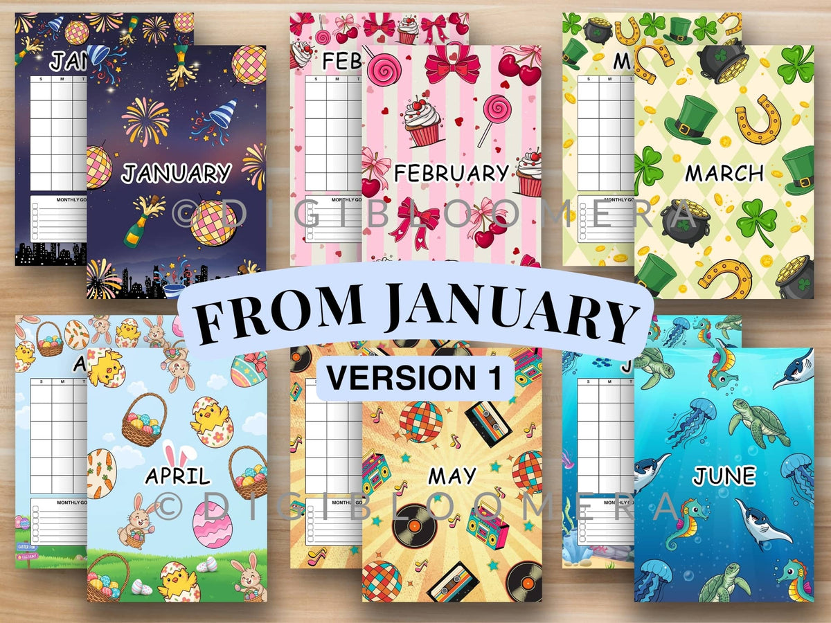 Pre-Colored Title Page & Calendar Bundle