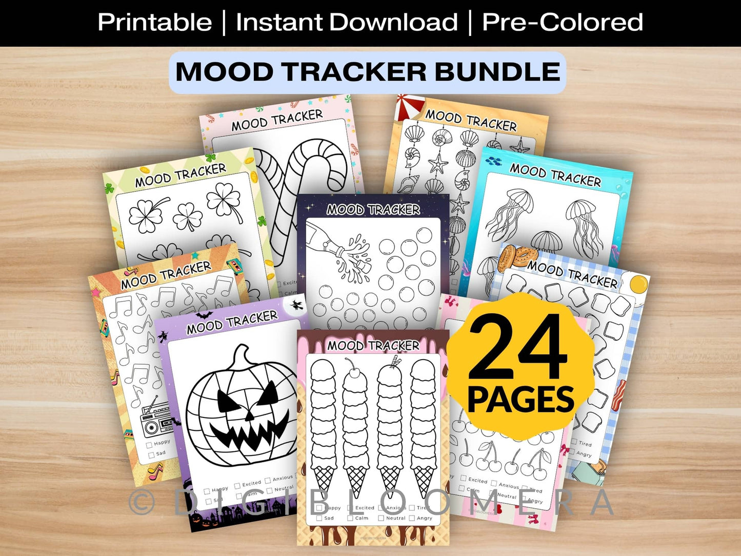 Pre-Colored Mood Tracker Bundle